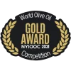 Insignia premio obtenido en World Olive Oil Competition GOLD AWARD 2021