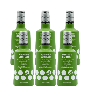 pack seis botellas 500 ml AOVE hojiblanca herriza de la lobilla